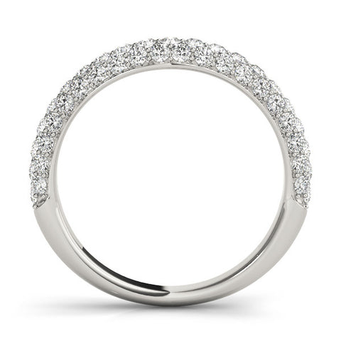 White gold Three-Row Round Diamond Pavé Eternity Band with Shared Prong Setting 2