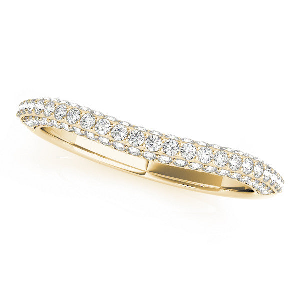 Yellow gold Double Row Round Diamond Pavé Curved Band 1