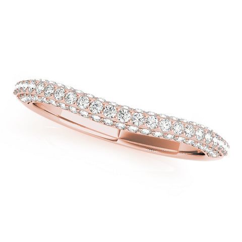 Rose gold Double Row Round Diamond Pavé Curved Band 1