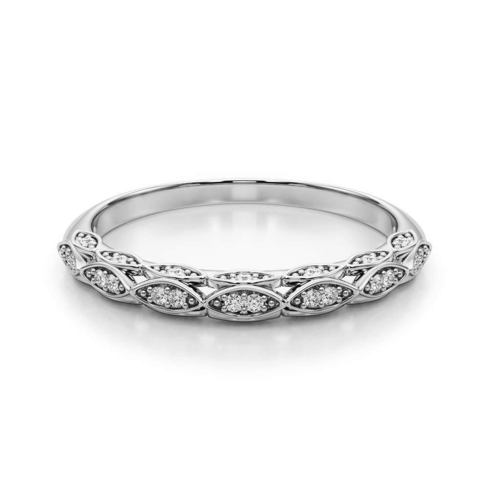 White gold Marquise Diamond Pave Eternity Band with Bezel Setting 2