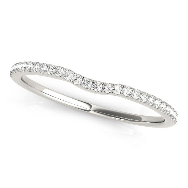 White gold Pavé Set Round Diamond Curved Band with Shared Prong Setting 1