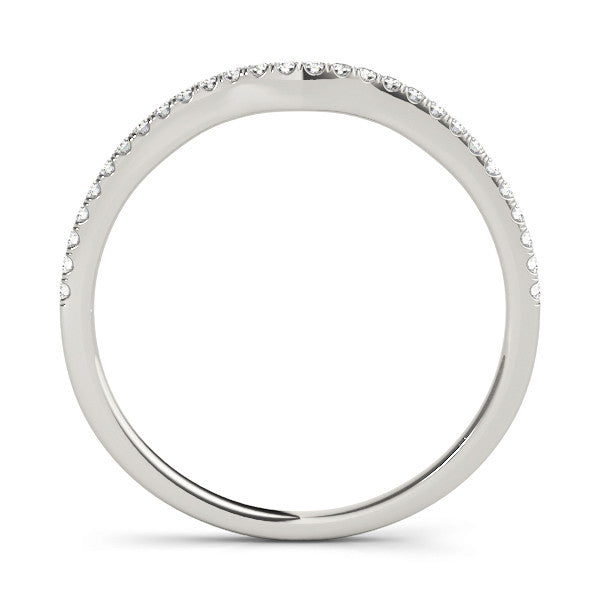 White gold Pavé Set Round Diamond Curved Band with Shared Prong Setting 2
