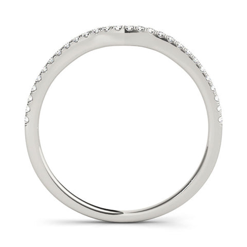 White gold Pavé Set Round Diamond Curved Band with Shared Prong Setting 2