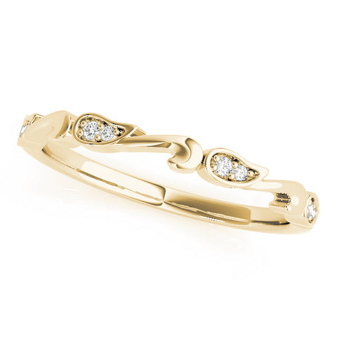 Yellow gold Marquise Diamond Leaf Twist Eternity Band with Bezel Setting 1