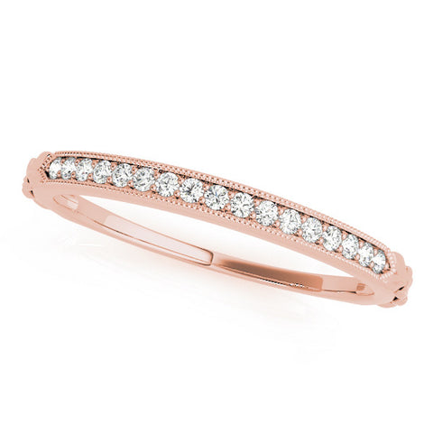 Rose gold Round Cut Diamond Pavé Set Milgrain Edge Eternity Band 1