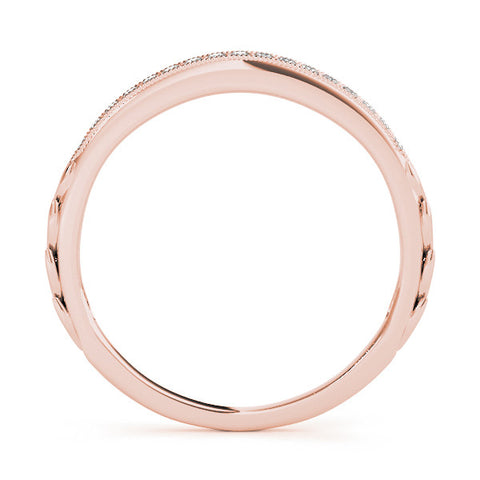 Rose gold Round Cut Diamond Pavé Set Milgrain Edge Eternity Band 2