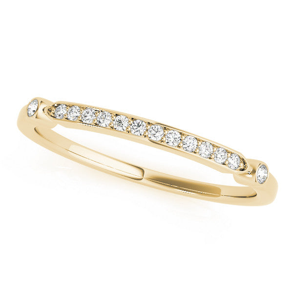 Yellow gold Pavé Round Diamond Bar Station Ring with Channel Setting 1