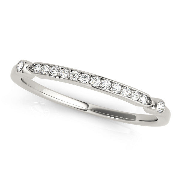 White gold Pavé Round Diamond Bar Station Ring with Channel Setting 1