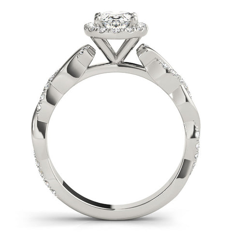 White gold Oval Halo Twist Band Prong Setting Ring