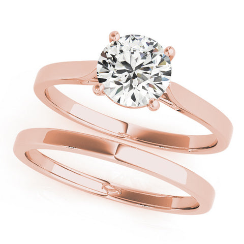 Rose gold Round Solitaire Diamond Ring with Four-Prong Setting and Tapered Band