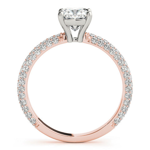 Rose gold Cushion Cut Diamond Pave Band with Four-Prong Setting