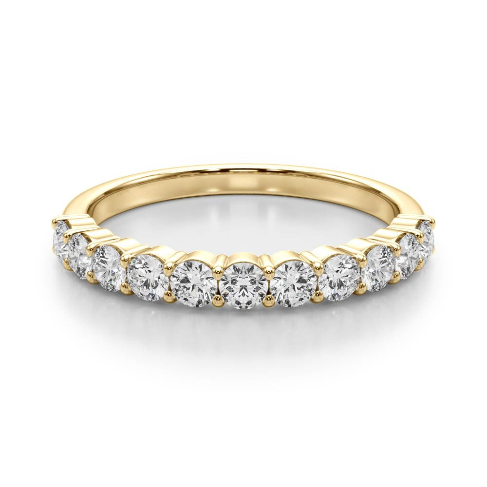 Yellow gold Round Diamond Half-Eternity Prong-Set Band 2