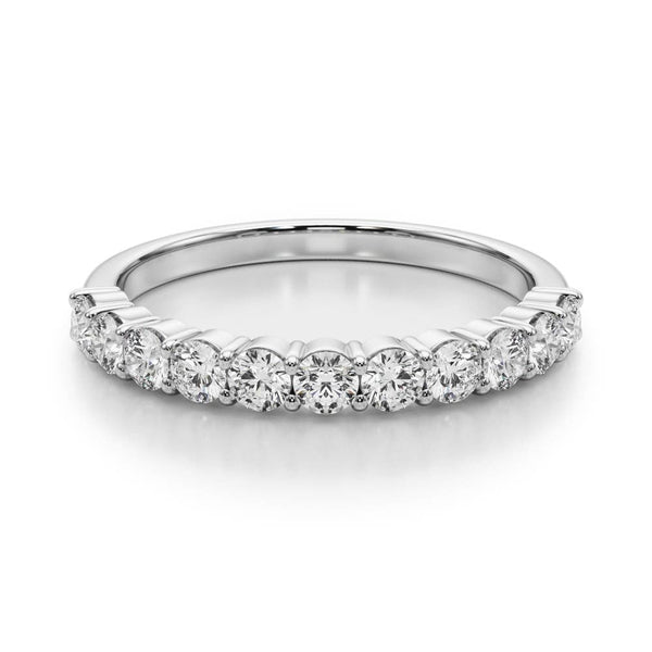 14K White Gold Round Diamond Half-Eternity Prong-Set Band