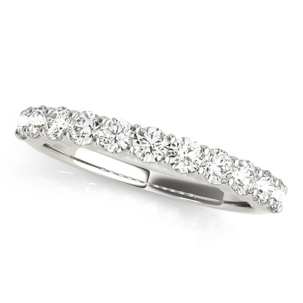 10K White Gold Round Diamond Half-Eternity Prong-Set Band
