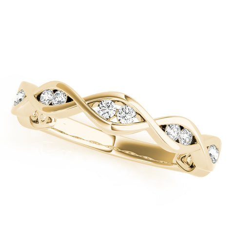 Yellow gold Round Diamond Twist Eternity Band with Bezel Setting 1