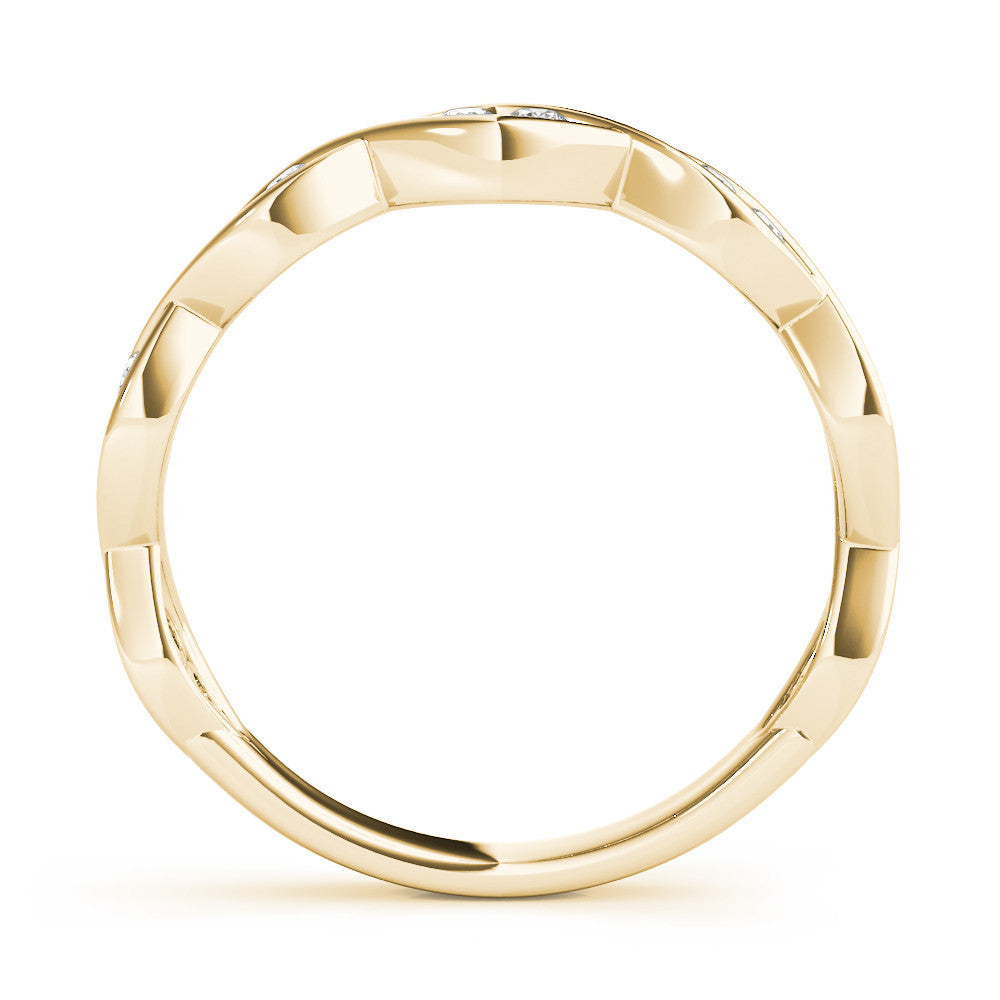 Yellow gold Round Diamond Twist Eternity Band with Bezel Setting 2