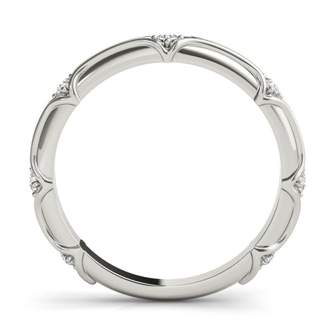 White gold Round Diamond Prong-Set Milgrain Eternity Band 3