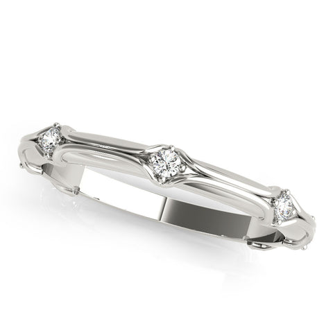 White gold Round Diamond Prong-Set Milgrain Eternity Band 1