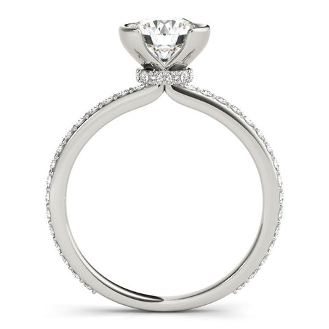 White gold Round Cut Diamond Pave Band Tension Setting Engagement Ring
