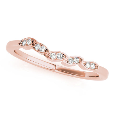 Rose gold Marquise Diamond Leaf Eternity Band with Bezel Setting 1