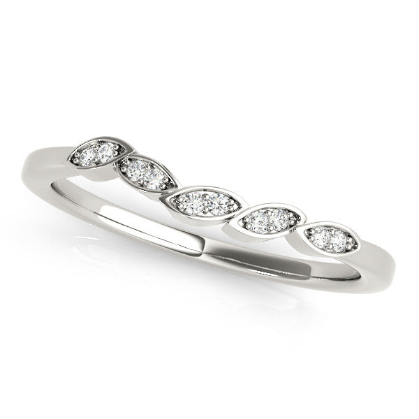 White gold Marquise Diamond Leaf Eternity Band with Bezel Setting 1