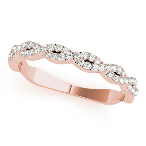 Rose gold Twisted Diamond Pavé Round Eternity Band with Shared Prong Setting 1