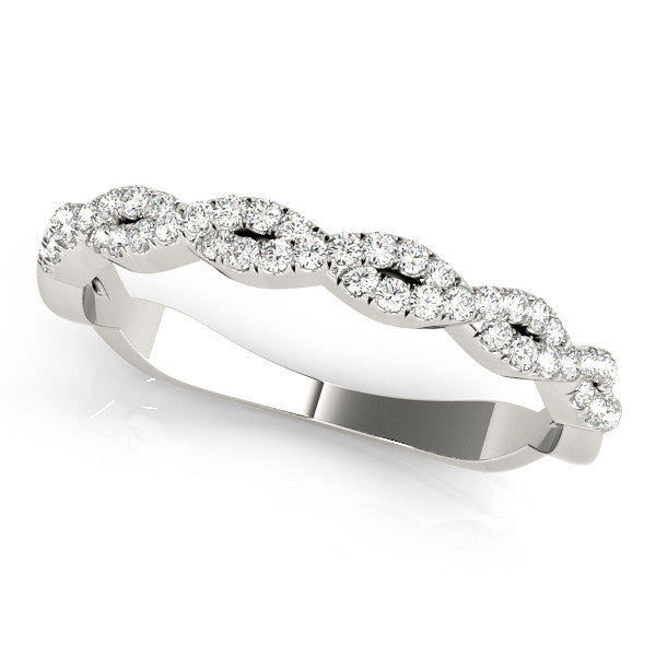 White gold Twisted Diamond Pavé Round Eternity Band with Shared Prong Setting 1
