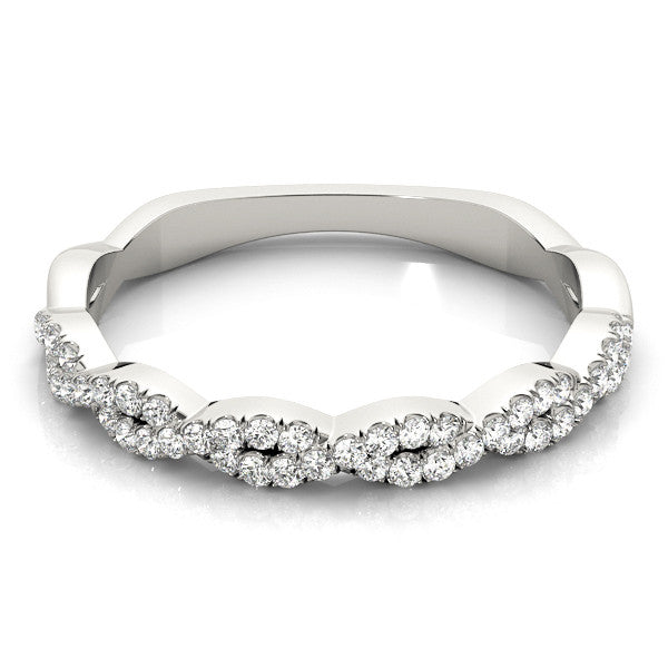 White gold Twisted Diamond Pavé Round Eternity Band with Shared Prong Setting 2
