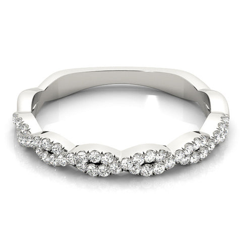 White gold Twisted Diamond Pavé Round Eternity Band with Shared Prong Setting 2