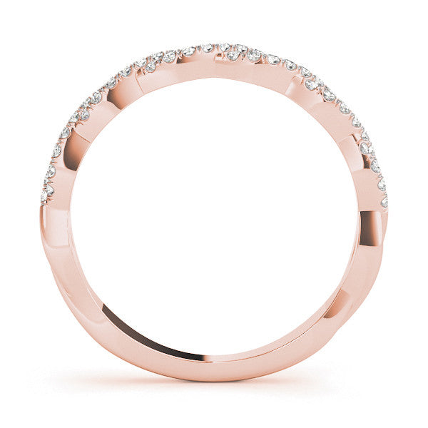 Rose gold Twisted Diamond Pavé Round Eternity Band with Shared Prong Setting 3