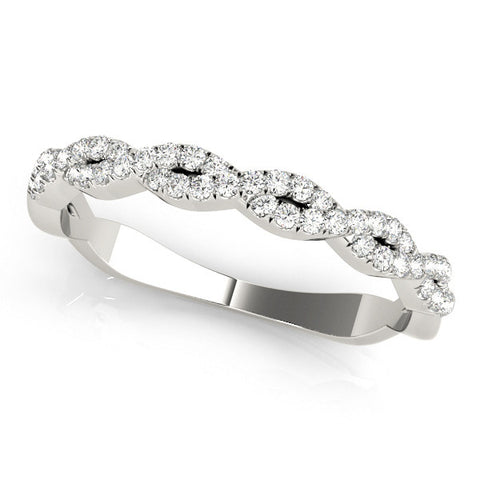 White gold Twisted Diamond Pavé Round Eternity Band with Shared Prong Setting 1