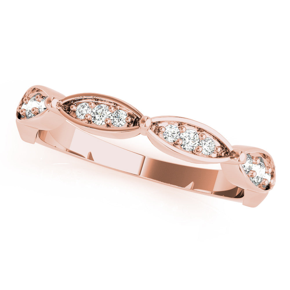 Rose gold Marquise Diamond Pavé Eternity Band with Bezel Setting 1