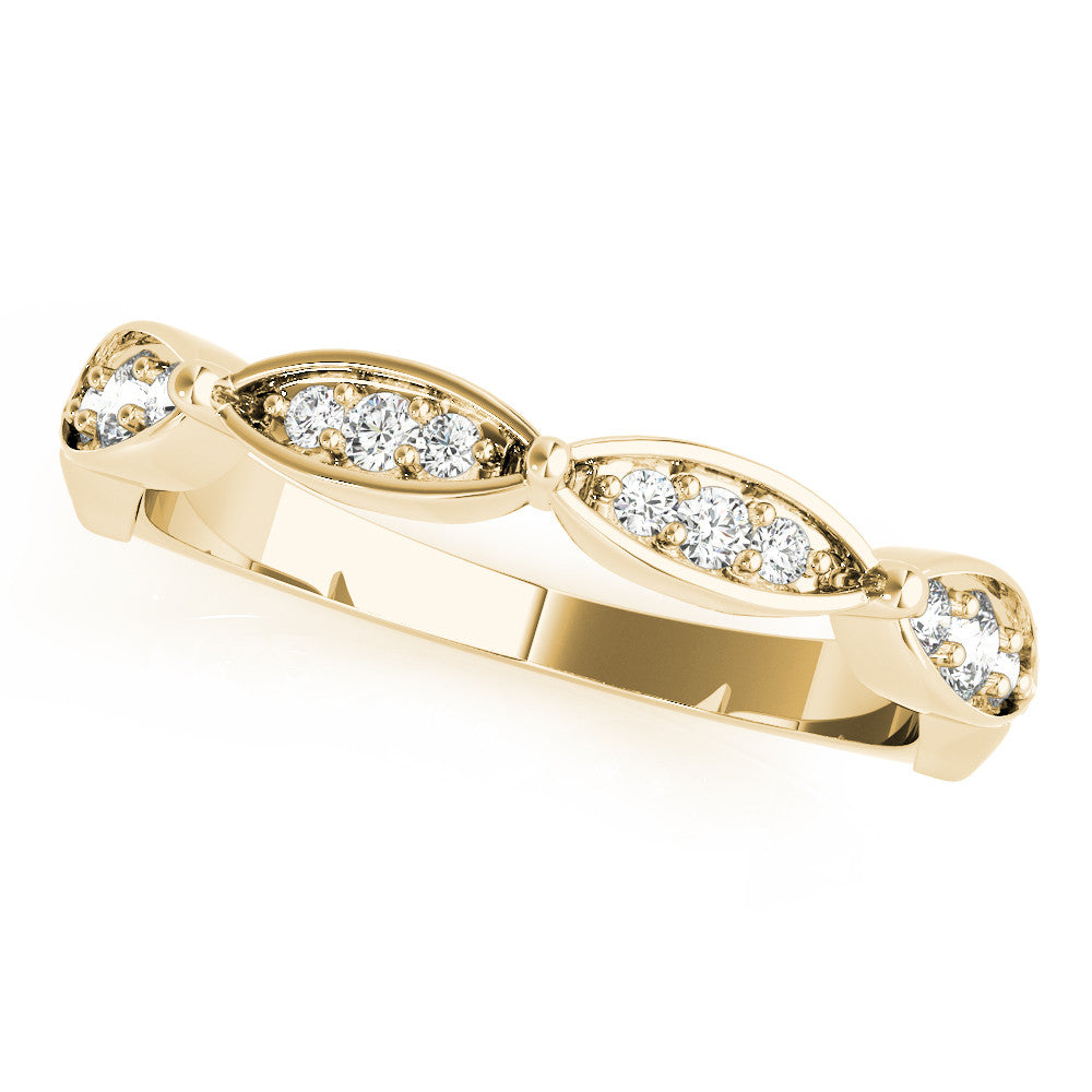 Yellow gold Marquise Diamond Pavé Eternity Band with Bezel Setting 1