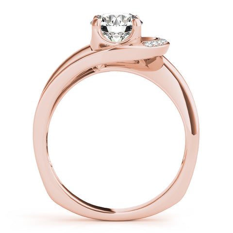 Rose gold Round Solitaire Diamond Crossover Band with Four-Prong Setting