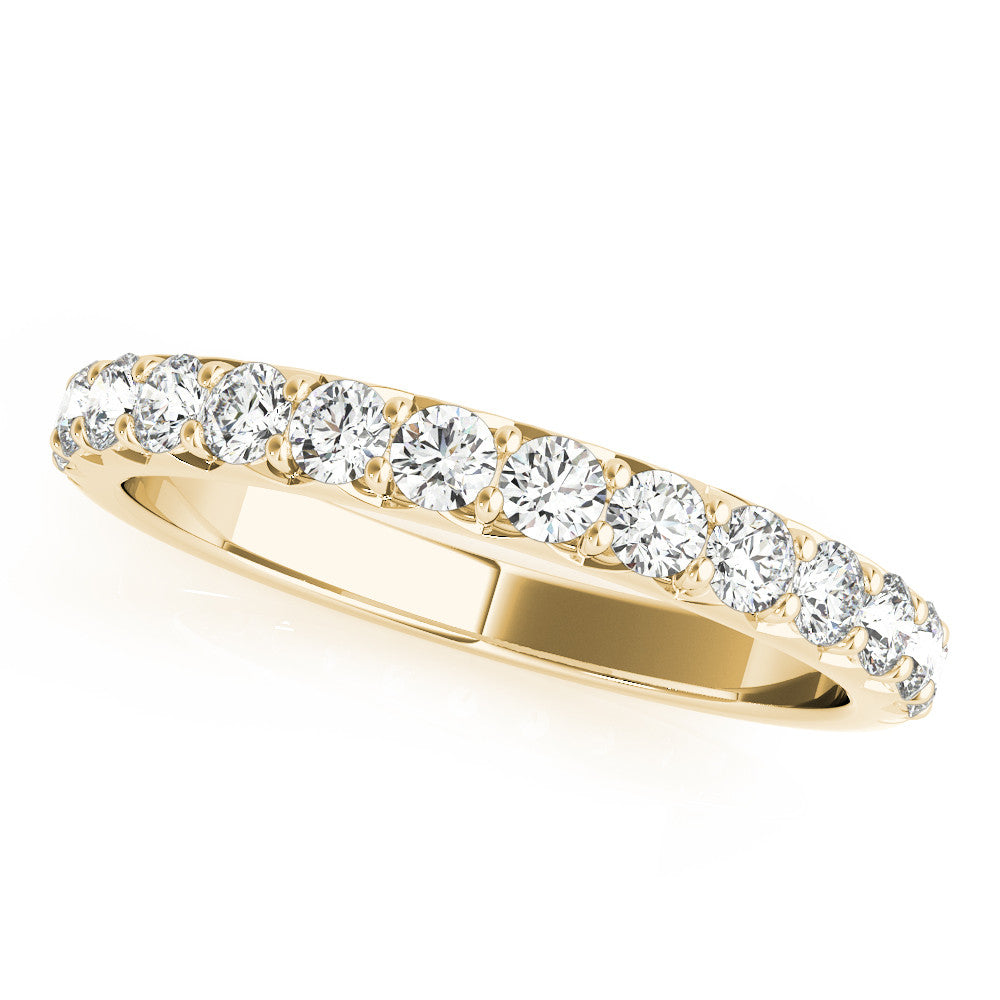 Yellow gold Round Diamond Half Eternity Band with Prong Setting 1