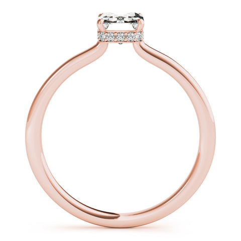 Rose gold Emerald Cut Solitaire Engagement Ring with Four-Prong Setting on a Classic Band
