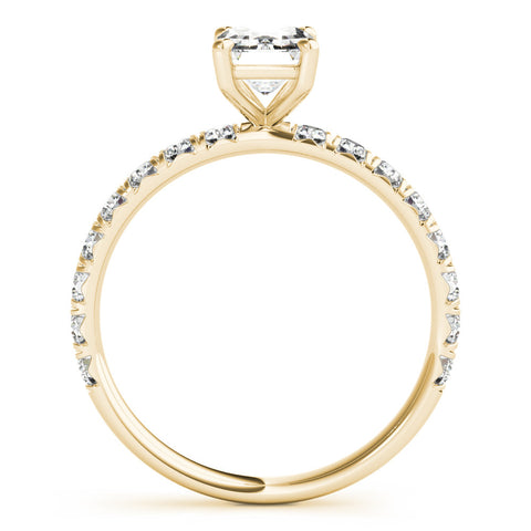 Yellow gold Emerald Cut Diamond Pavé Band with Four-Prong Setting
