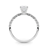 14K White Gold 2.02 Carat F VS1 Oval Diamond Prong Set Engagement Ring with Pave Band