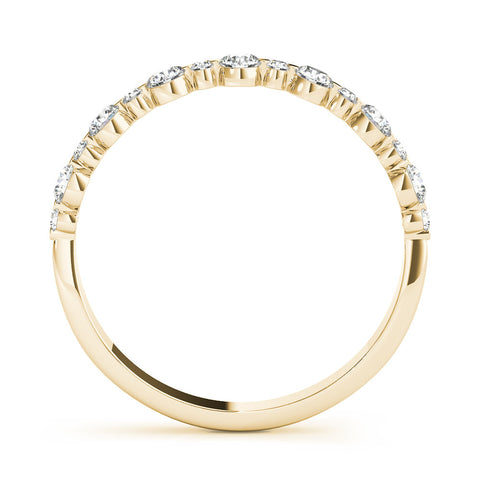 Yellow gold Round Diamond Scalloped Prong Set Eternity Band 2