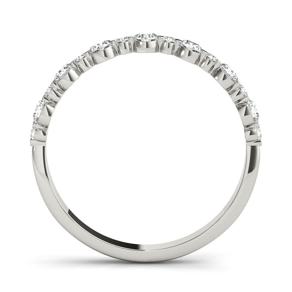 14K White Gold Round Diamond Scalloped Prong Set Eternity Band
