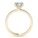 14K Yellow Gold 1.01 Carat F VS1 Round Solitaire Diamond Pavé Band with Four-Prong Setting