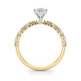 14K Yellow Gold 3 Carat F VS1 Marquise Solitaire with Side Stones, Pave Band, Four-Prong Setting