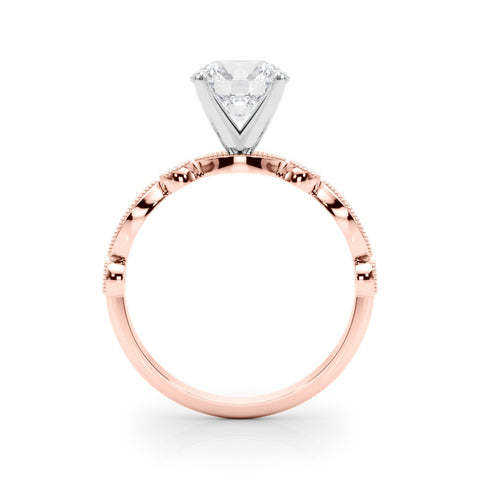 Rose gold Round Milgrain Bezel Diamond Engagement Ring with Solitaire Prong Setting