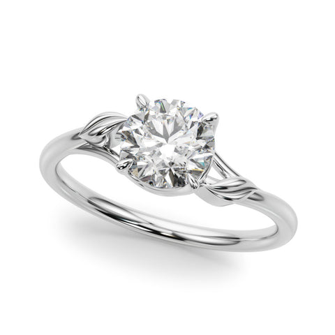 White gold Round Solitaire Twist Band with Four-Prong Setting