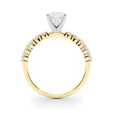 18K Yellow Gold 3 Carat F VVS2 Oval Diamond Pavé Band Solitaire with Four-Prong Setting
