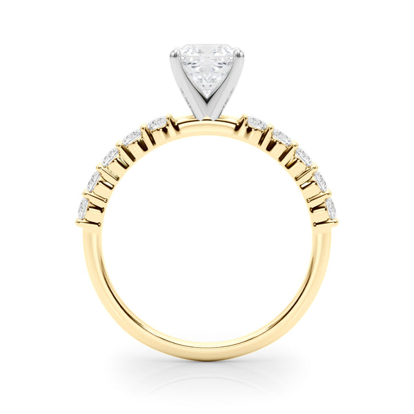 18K Yellow Gold 3 Carat F VVS2 Oval Diamond Pavé Band Solitaire with Four-Prong Setting