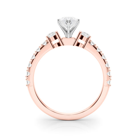 Rose gold Marquise Cut Three-Stone Diamond Pavé Band with Prong Setting