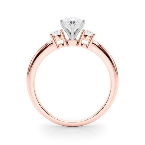 Rose gold Three-Stone Marquise Cut Diamond Solitaire with Prong Setting and Classic Band