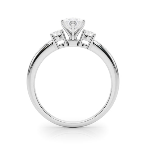 White gold Three-Stone Marquise Cut Diamond Solitaire with Prong Setting and Classic Band