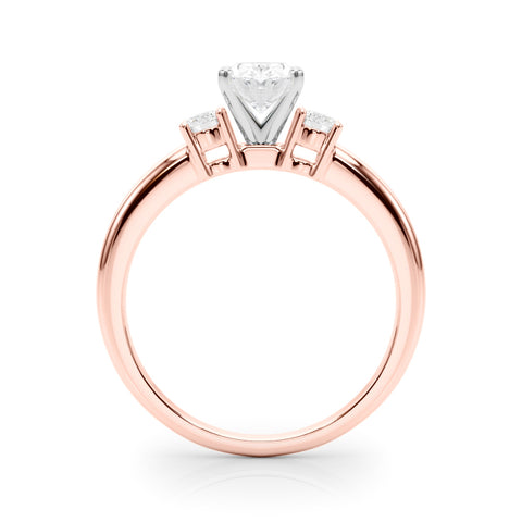 Rose gold Three-Stone Oval Cut Diamond Solitaire with Prong Setting and Classic Band